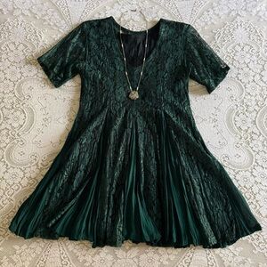 90's witchy whimsigoth fairy grunge green lace mini dress